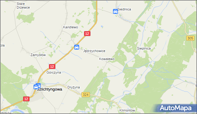 mapa Kowalewo gmina Szlichtyngowa, Kowalewo gmina Szlichtyngowa na mapie Targeo