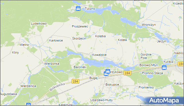mapa Kowalskie gmina Pobiedziska, Kowalskie gmina Pobiedziska na mapie Targeo
