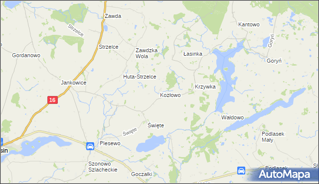 mapa Kozłowo gmina Łasin, Kozłowo gmina Łasin na mapie Targeo
