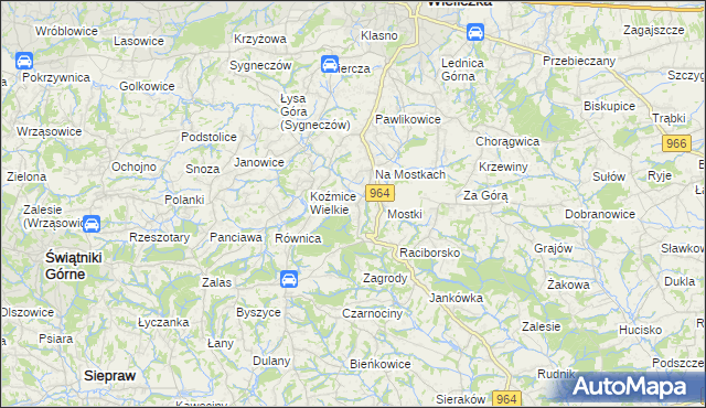 mapa Koźmice Małe, Koźmice Małe na mapie Targeo