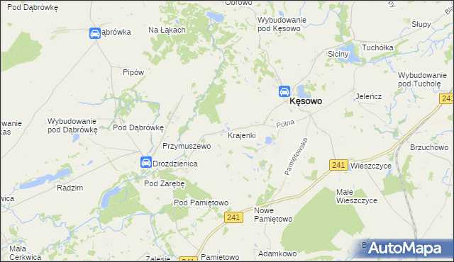mapa Krajenki, Krajenki na mapie Targeo