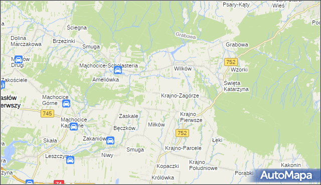 mapa Krajno-Zagórze, Krajno-Zagórze na mapie Targeo