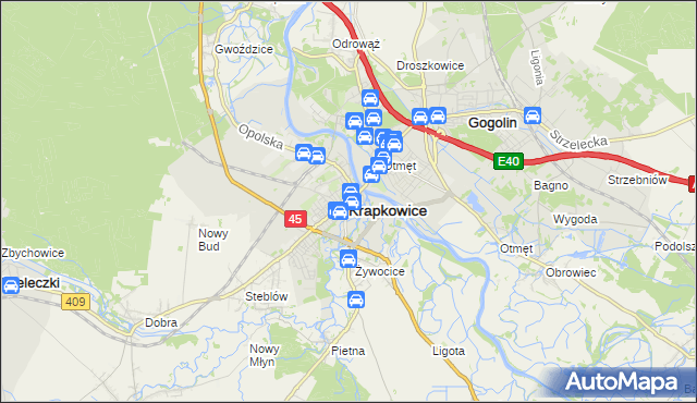 mapa Krapkowice, Krapkowice na mapie Targeo