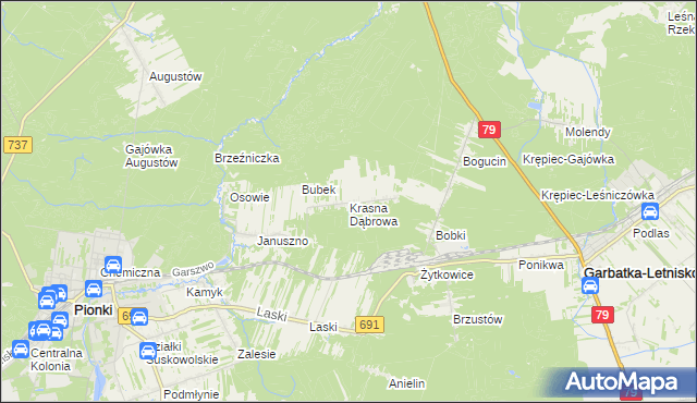 mapa Krasna Dąbrowa, Krasna Dąbrowa na mapie Targeo