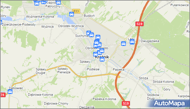 mapa Kraśnik, Kraśnik na mapie Targeo