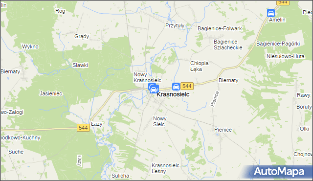 mapa Krasnosielc, Krasnosielc na mapie Targeo