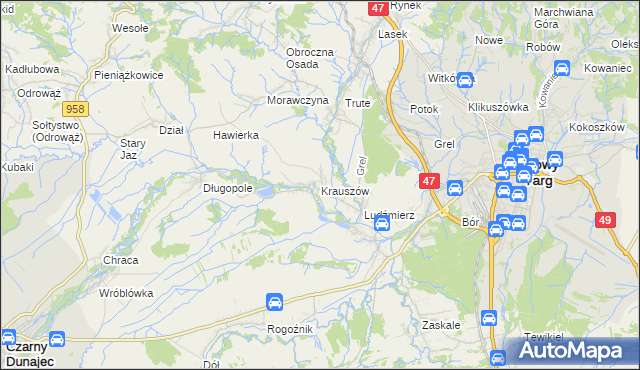 mapa Krauszów, Krauszów na mapie Targeo