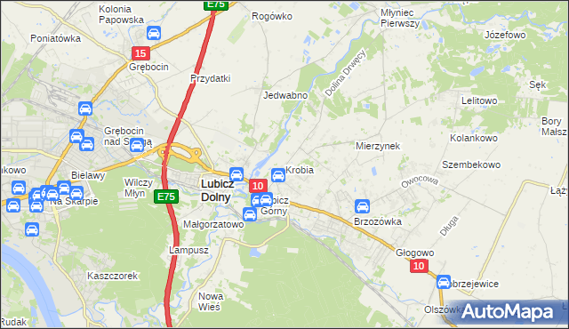 mapa Krobia gmina Lubicz, Krobia gmina Lubicz na mapie Targeo