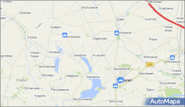 mapa Krukowo gmina Choceń, Krukowo gmina Choceń na mapie Targeo