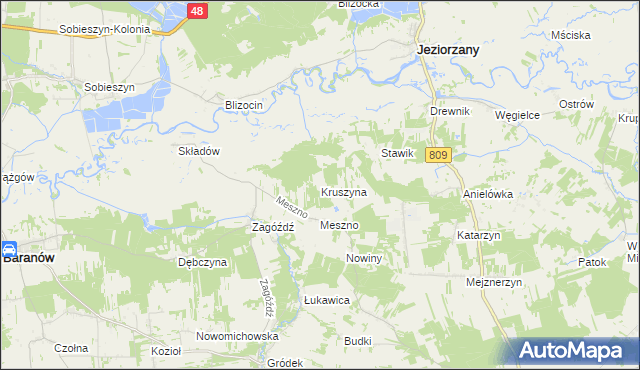 mapa Kruszyna gmina Michów, Kruszyna gmina Michów na mapie Targeo