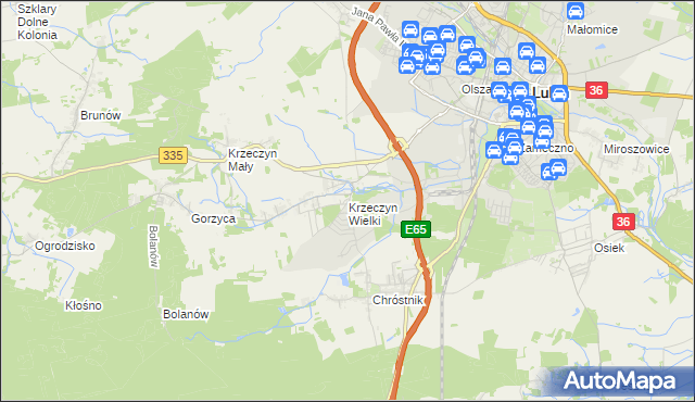 mapa Krzeczyn Wielki, Krzeczyn Wielki na mapie Targeo