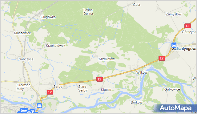 mapa Krzekotów, Krzekotów na mapie Targeo