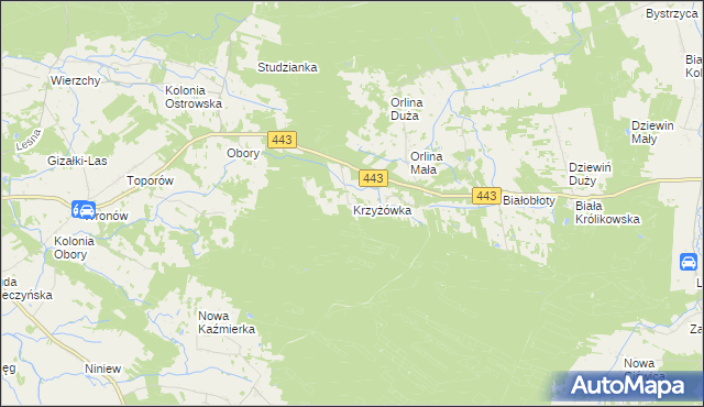 mapa Krzyżówka gmina Gizałki, Krzyżówka gmina Gizałki na mapie Targeo