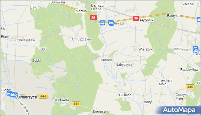 mapa Kuroch, Kuroch na mapie Targeo