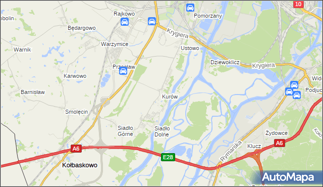 mapa Kurów gmina Kołbaskowo, Kurów gmina Kołbaskowo na mapie Targeo