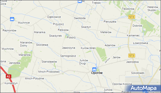 mapa Kurów-Wieś, Kurów-Wieś na mapie Targeo