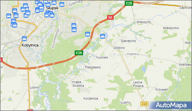 mapa Kusowo gmina Słupsk, Kusowo gmina Słupsk na mapie Targeo