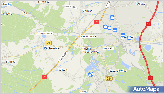 mapa Kuźnia Nieborowska, Kuźnia Nieborowska na mapie Targeo