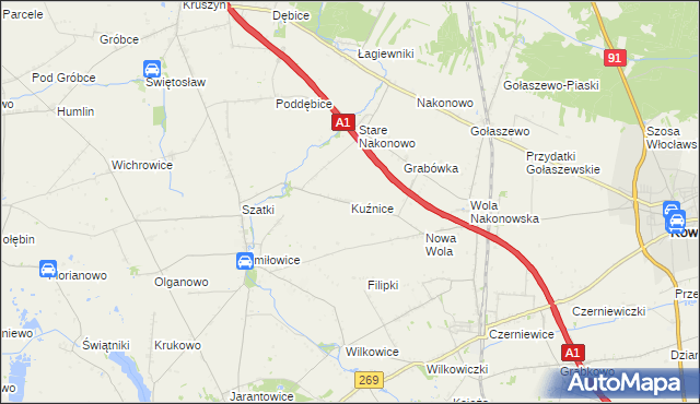 mapa Kuźnice gmina Choceń, Kuźnice gmina Choceń na mapie Targeo