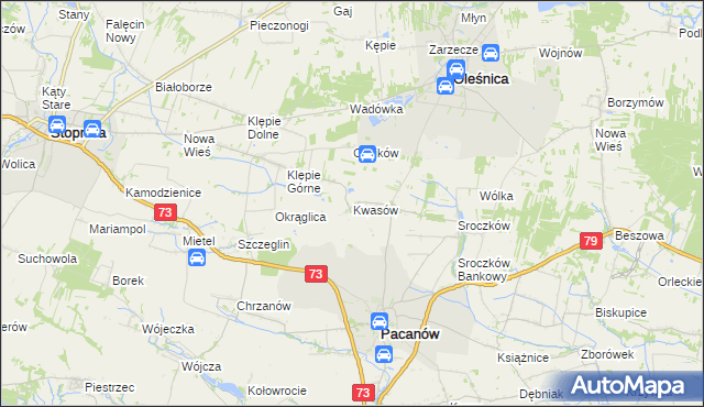 mapa Kwasów, Kwasów na mapie Targeo