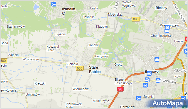 mapa Kwirynów gmina Stare Babice, Kwirynów gmina Stare Babice na mapie Targeo