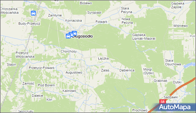 mapa Łączka gmina Długosiodło, Łączka gmina Długosiodło na mapie Targeo