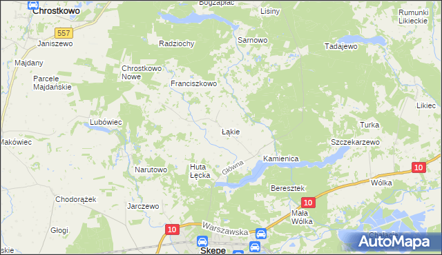 mapa Łąkie gmina Skępe, Łąkie gmina Skępe na mapie Targeo