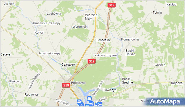 mapa Laskowszczyzna gmina Siemiatycze, Laskowszczyzna gmina Siemiatycze na mapie Targeo
