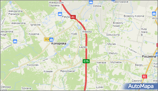 mapa Łaziec, Łaziec na mapie Targeo