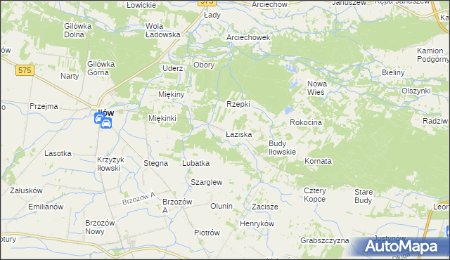 mapa Łaziska gmina Iłów, Łaziska gmina Iłów na mapie Targeo
