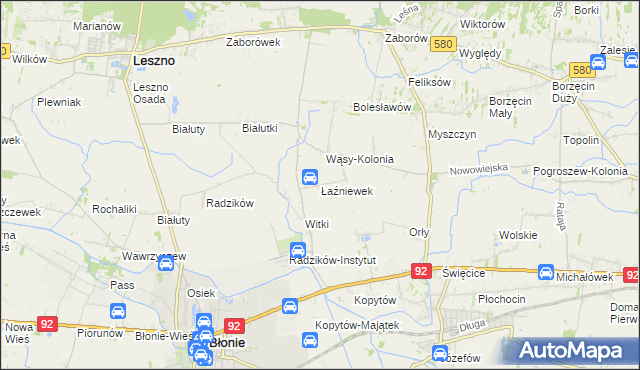 mapa Łaźniewek, Łaźniewek na mapie Targeo