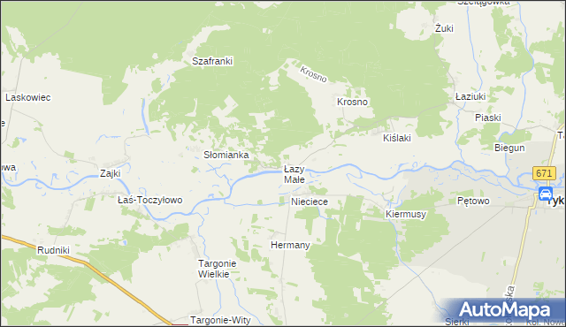 mapa Łazy Małe, Łazy Małe na mapie Targeo