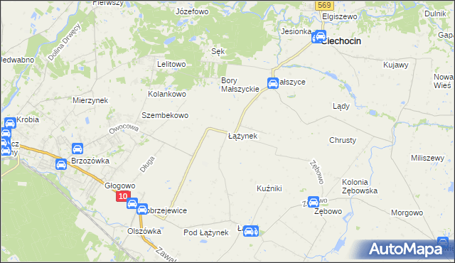 mapa Łążynek, Łążynek na mapie Targeo