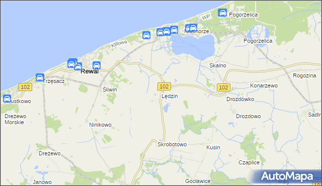 mapa Lędzin, Lędzin na mapie Targeo