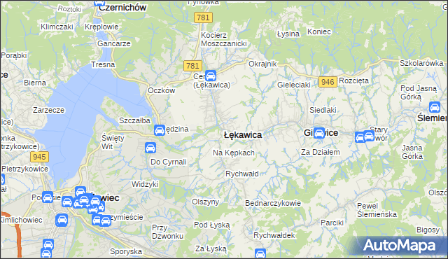 mapa Łękawica powiat żywiecki, Łękawica powiat żywiecki na mapie Targeo