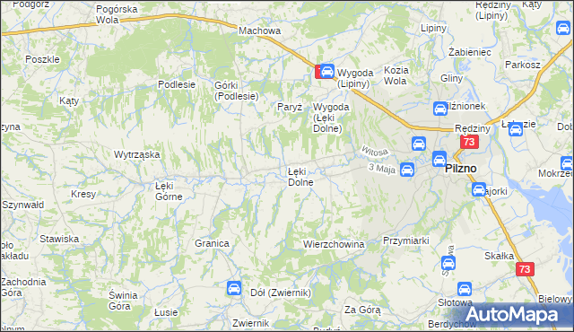 mapa Łęki Dolne, Łęki Dolne na mapie Targeo