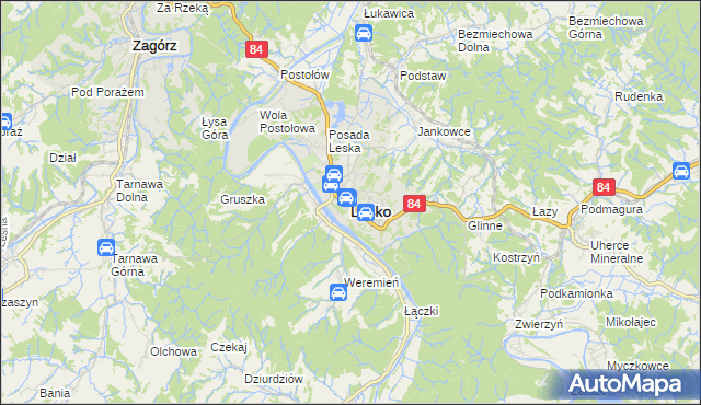 mapa Lesko, Lesko na mapie Targeo