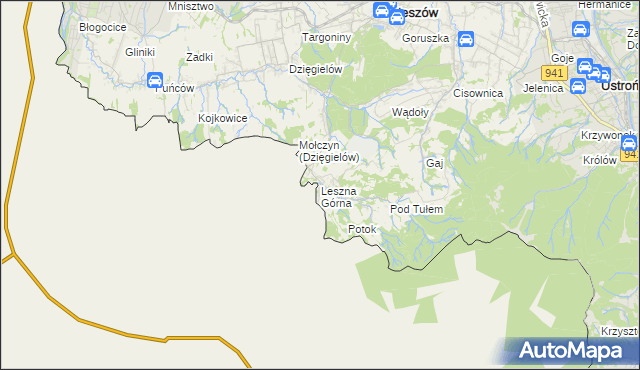mapa Leszna Górna, Leszna Górna na mapie Targeo