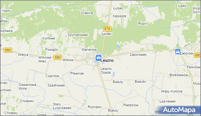 mapa Leszno powiat warszawski zachodni, Leszno powiat warszawski zachodni na mapie Targeo