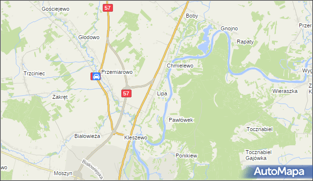 mapa Lipa gmina Pułtusk, Lipa gmina Pułtusk na mapie Targeo
