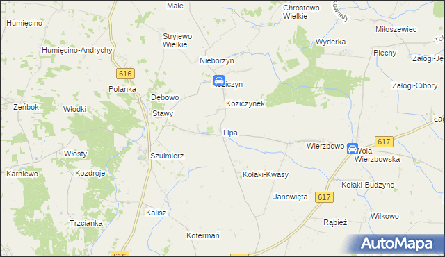 mapa Lipa gmina Regimin, Lipa gmina Regimin na mapie Targeo