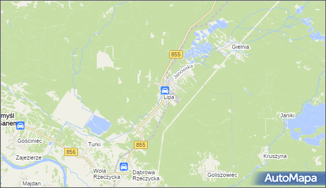 mapa Lipa gmina Zaklików, Lipa gmina Zaklików na mapie Targeo