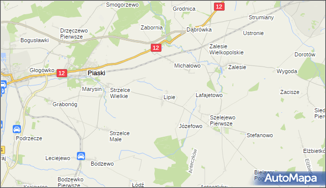 mapa Lipie gmina Piaski, Lipie gmina Piaski na mapie Targeo