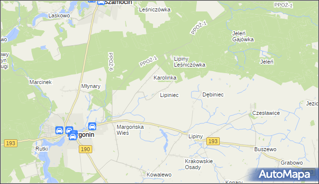 mapa Lipiniec, Lipiniec na mapie Targeo