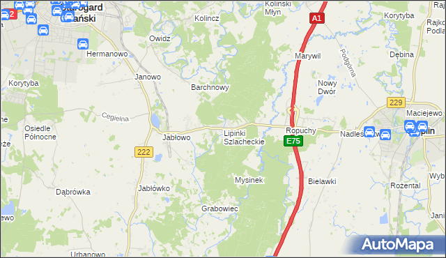 mapa Lipinki Szlacheckie, Lipinki Szlacheckie na mapie Targeo