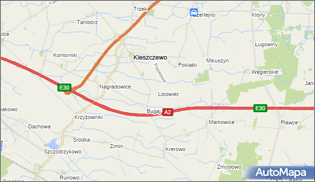 mapa Lipowiec gmina Kleszczewo, Lipowiec gmina Kleszczewo na mapie Targeo