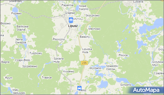 mapa Lipuska Huta, Lipuska Huta na mapie Targeo