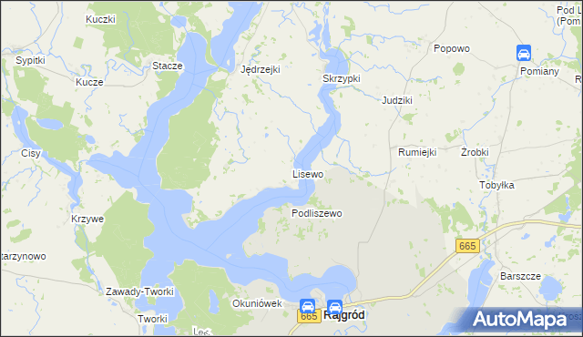mapa Lisewo gmina Kalinowo, Lisewo gmina Kalinowo na mapie Targeo