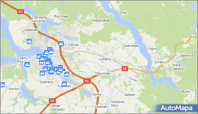 mapa Lubajny, Lubajny na mapie Targeo