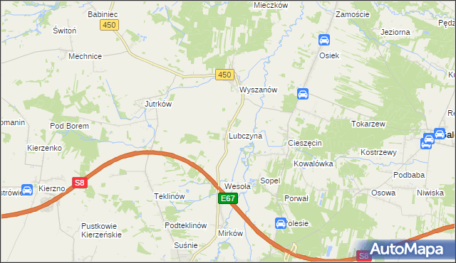 mapa Lubczyna gmina Wieruszów, Lubczyna gmina Wieruszów na mapie Targeo
